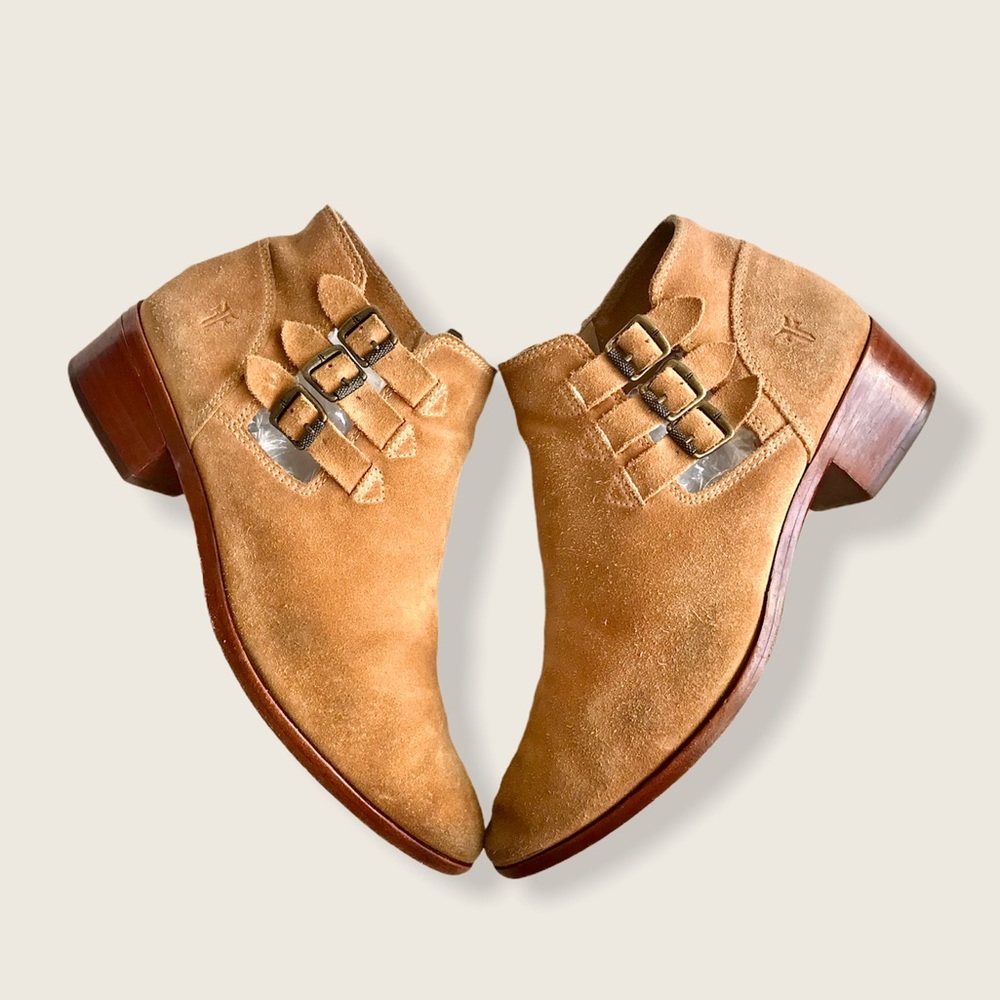 Frye Ray Vintage/Antique Belted Suede Ankle Bootie - Picture 14 of 16